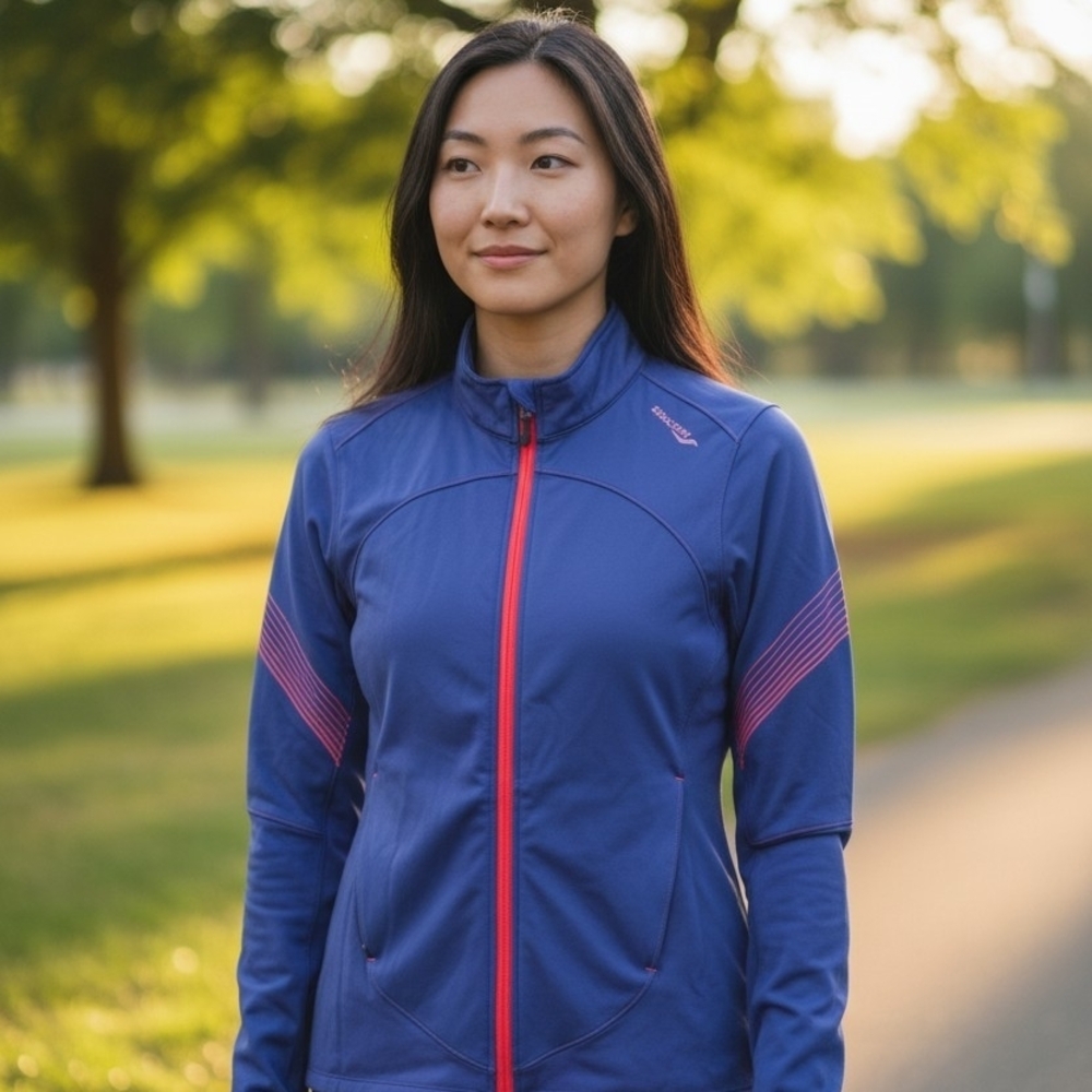 Saucony Navy Jacket with Pink Accent Zip